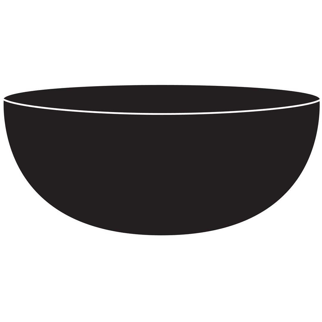Simple Black Bowl Icon on Transparent Background