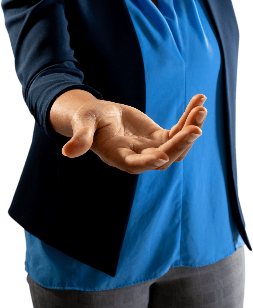 Businesswoman Hand Gesturing Hold Transparent Object on Isolated Background