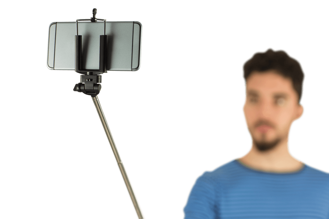 Transparent Background Selfie Stick with Casual Man