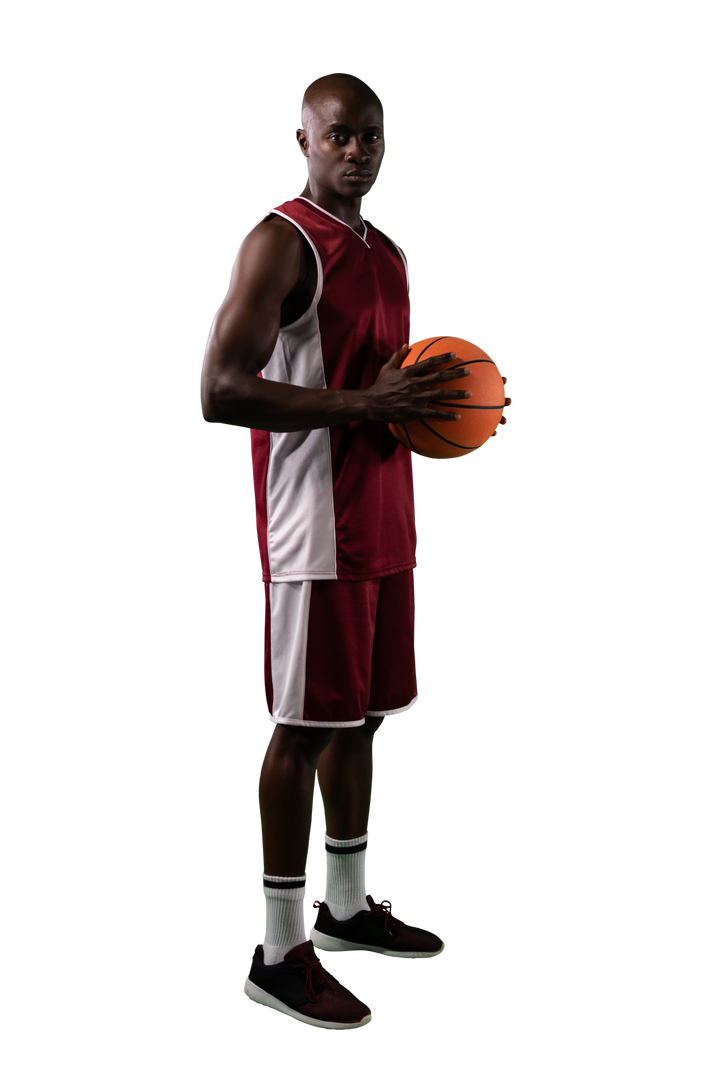 Confident African American Basketball Player Holding Ball Transparent Background - Download Free Stock Images Pikwizard.com