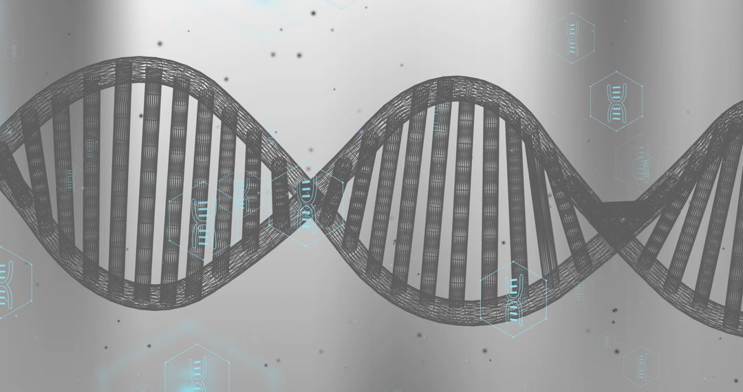 Digital Representation of DNA Strand Overlaid with Data Processing Elements