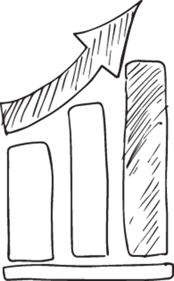 Transparent Hand-Drawn Graph with Upward Arrow