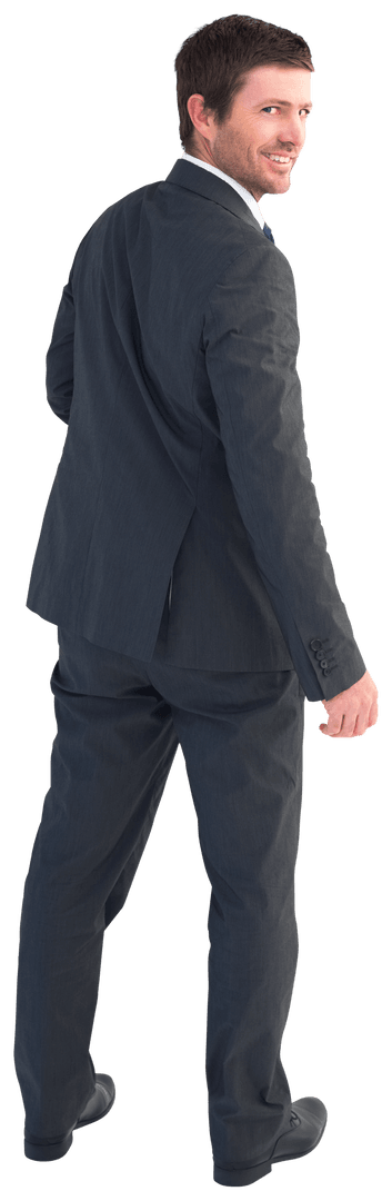Confident Businessman in Suit Standing with Smile and Transparent Background