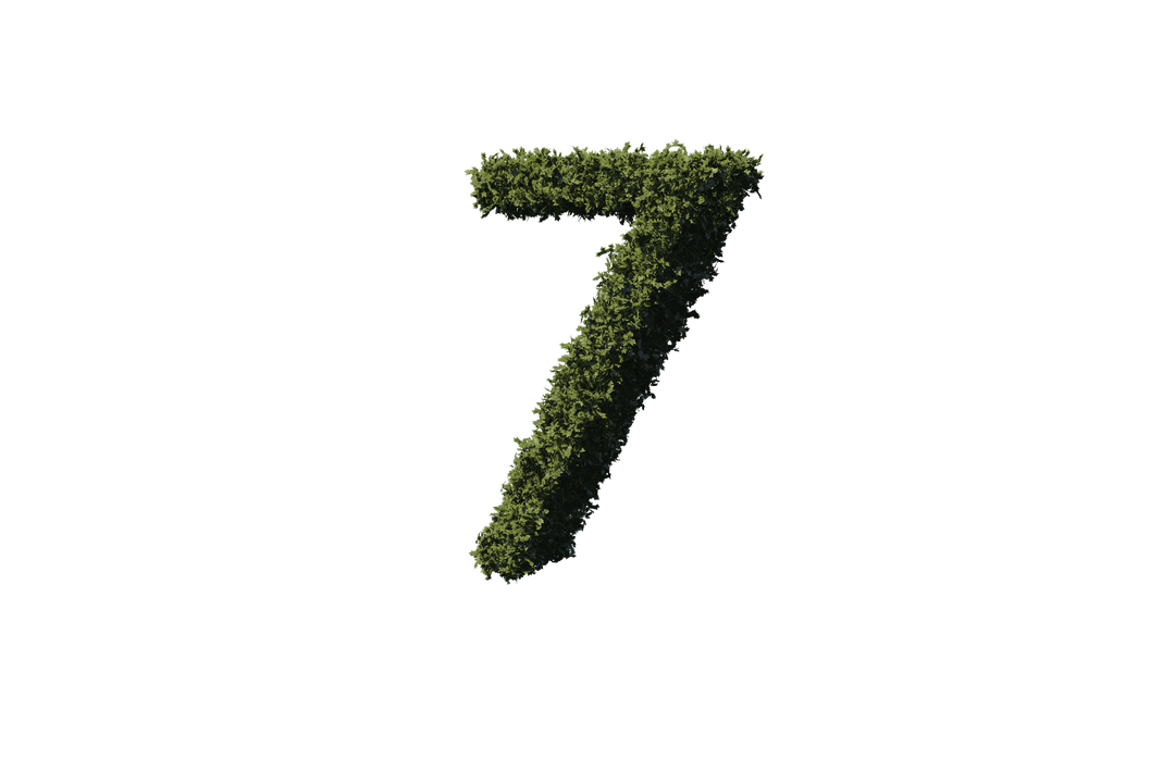 Transparent Grass Textured Number Seven Nature Design