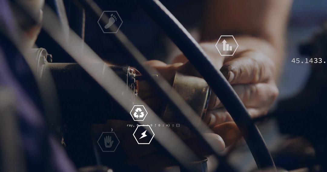 Technician Connecting Cables with Interactive Digital Overlays