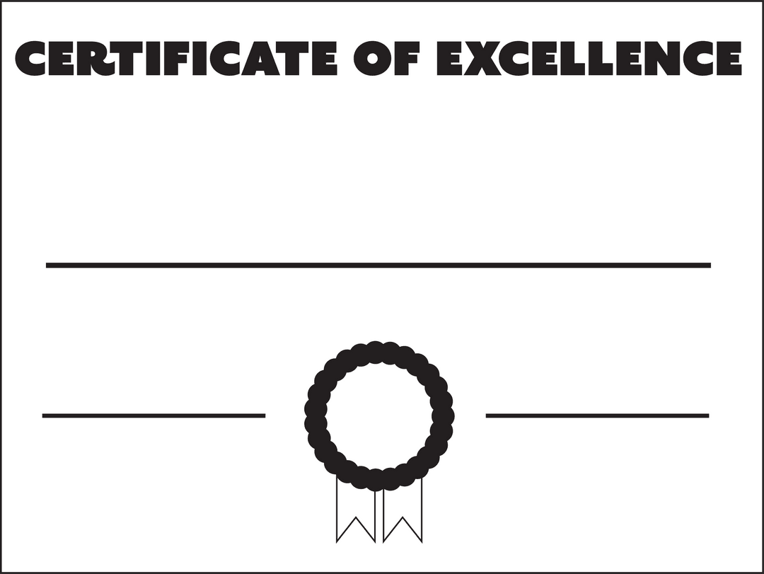 Transparent Background Certificate of Excellence Template PNG