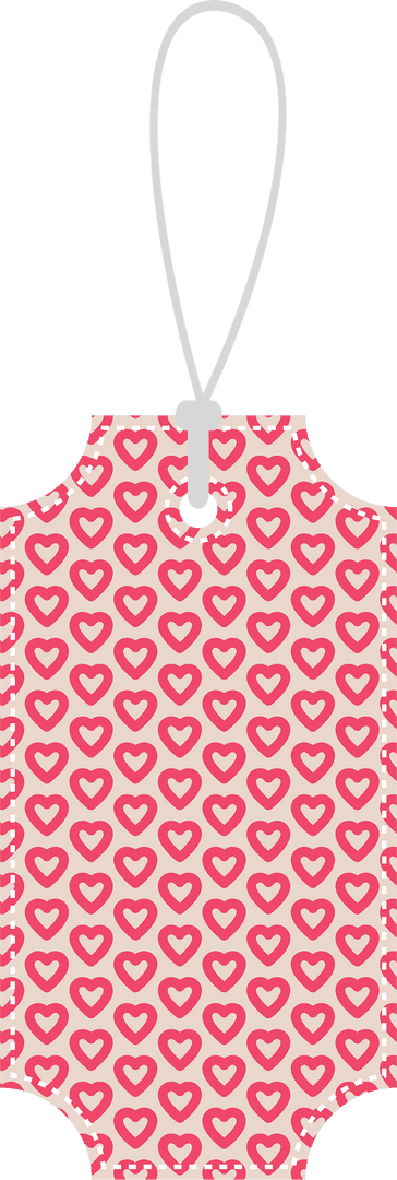 Valentine's Day Gift Tags with Heart Pattern on Transparent Background