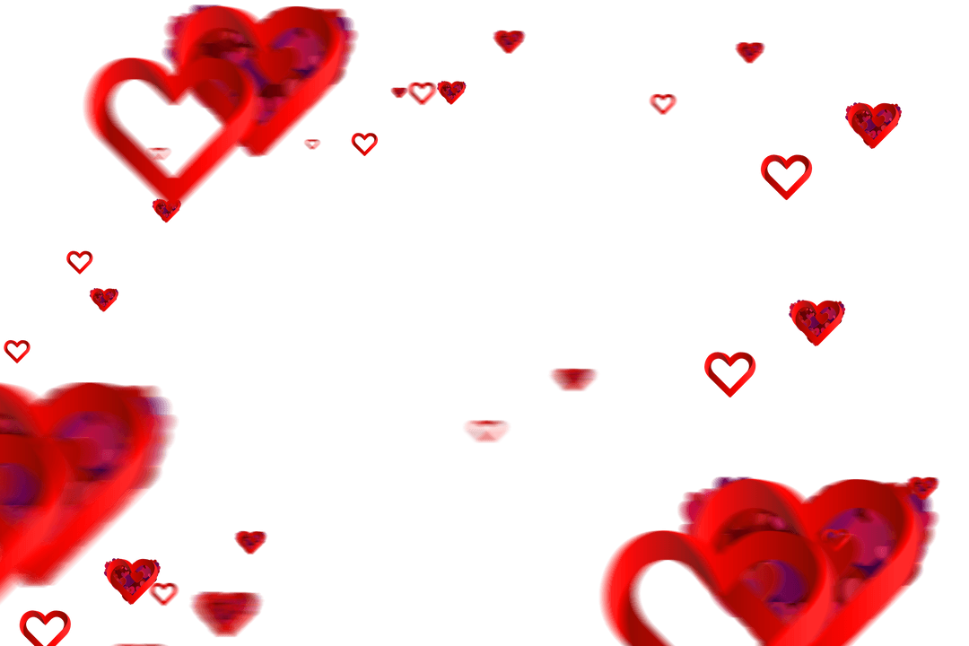 Floating Red Hearts on Transparent Background for Love Designs