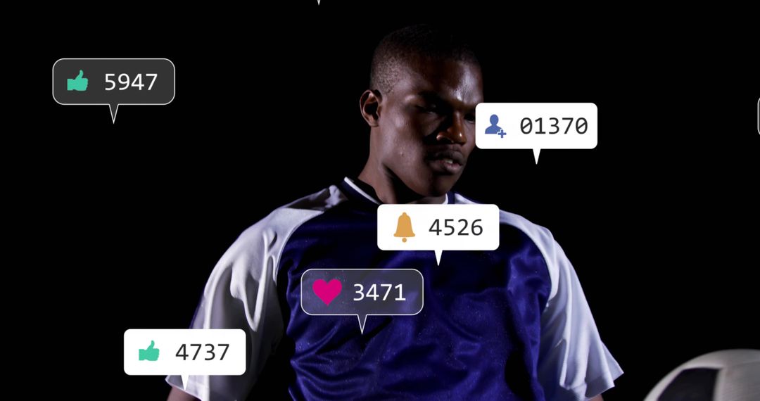 Soccer Player Engaging with Social Media Notifications in Studio