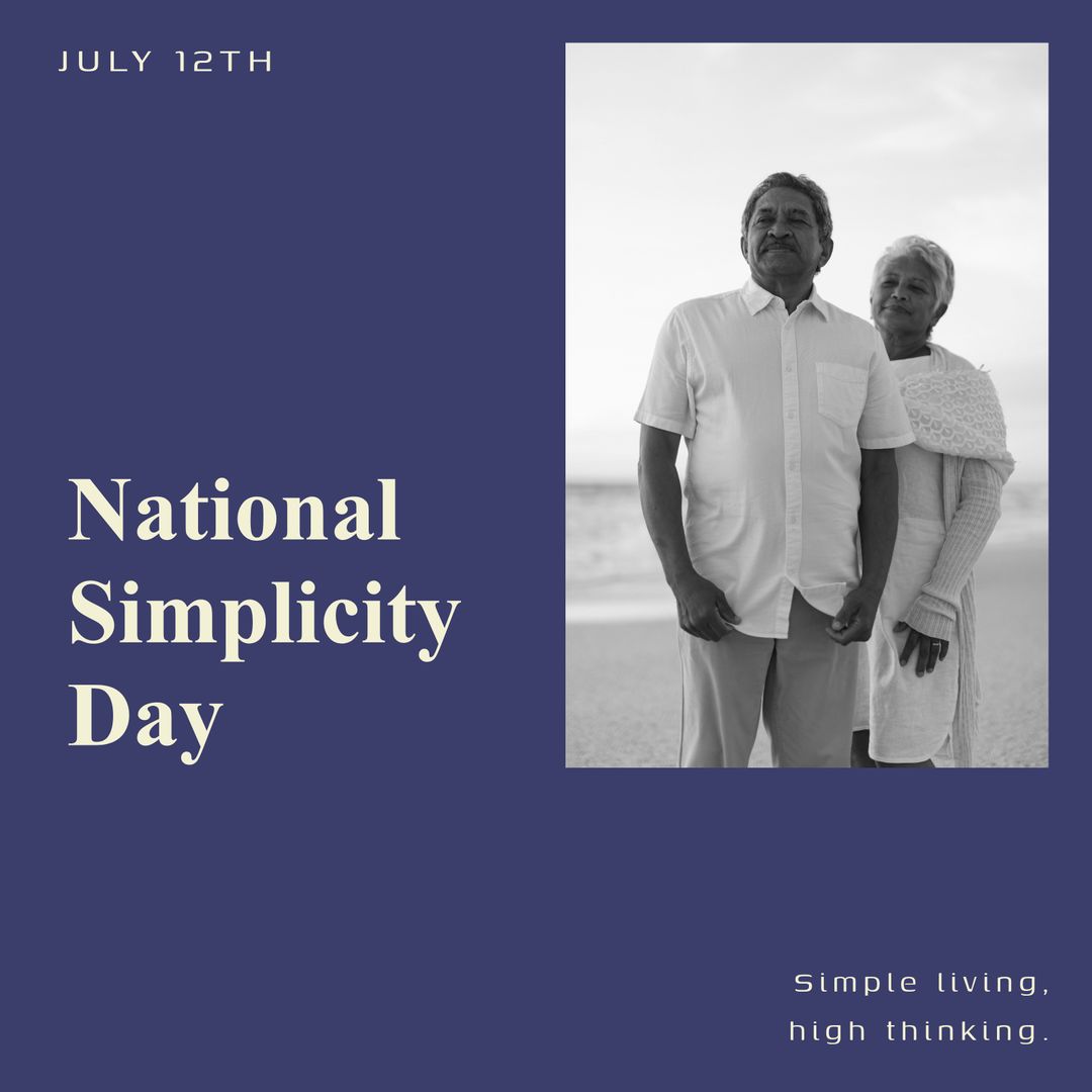 Senior Couple Celebrating National Simplicity Day on Beach