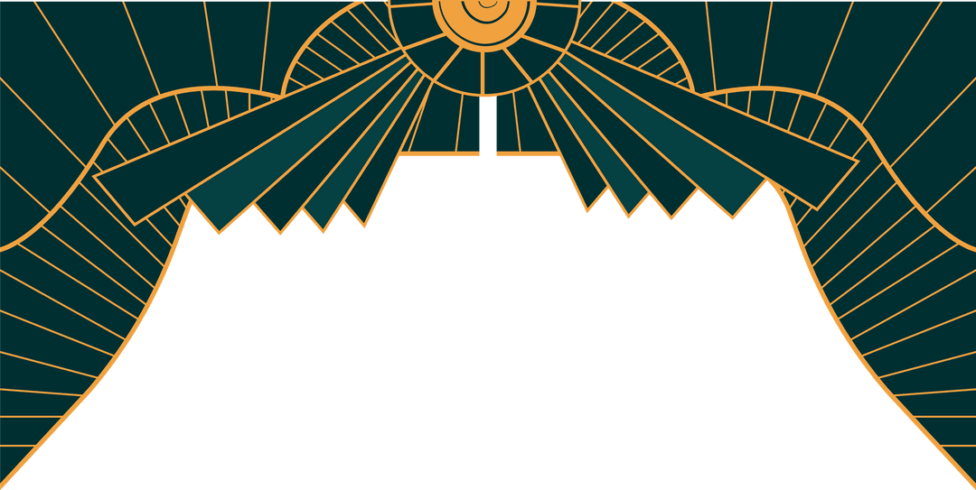 Elegant Flat Design Border with Fan Motifs on Transparent Background