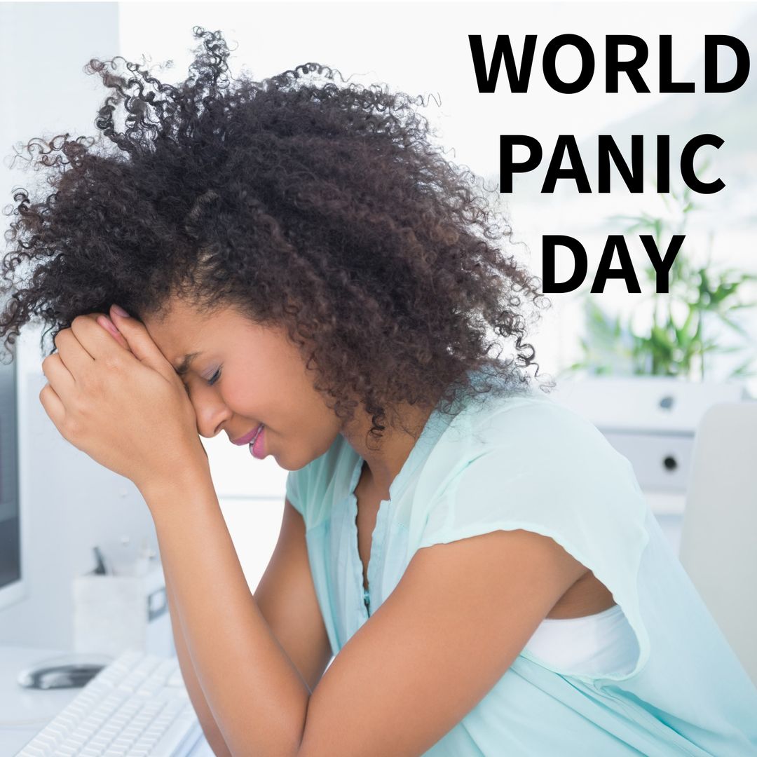 Stressed Woman Embraced by Anxiety for World Panic Day Awareness