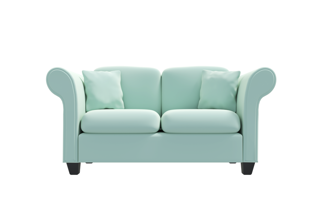 Aquamarine Sofa with Cushions on Transparent Background for Interior Design - Download Free Stock Images Pikwizard.com