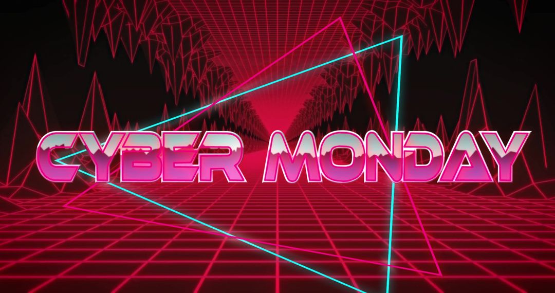 Cyber Monday Sale Neon Grid Design