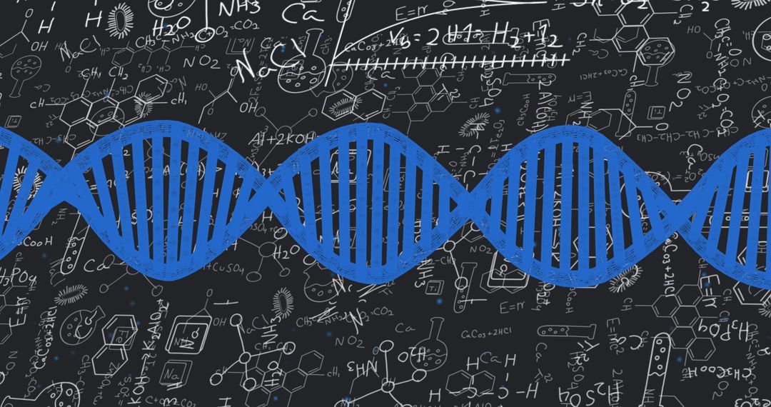 DNA Strand Concept with Scientific Calculations Background