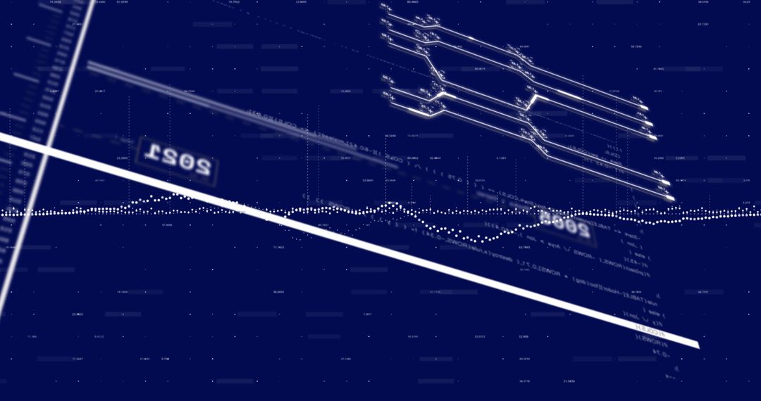 Digital Financial Data Processing Interface on Blue Background