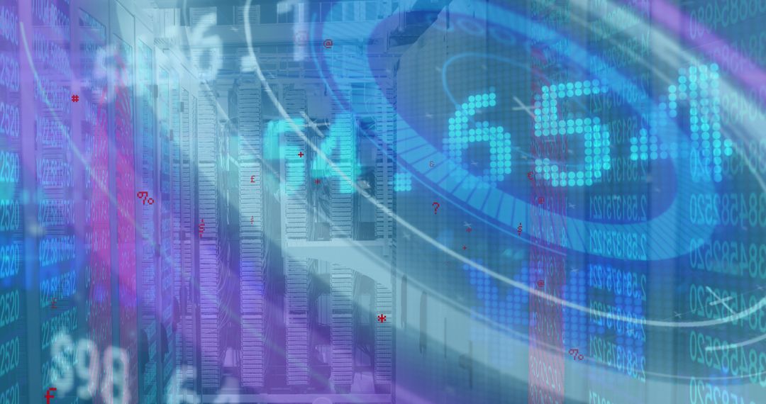 Digital Interface with Stock Market Analytics and Server Room