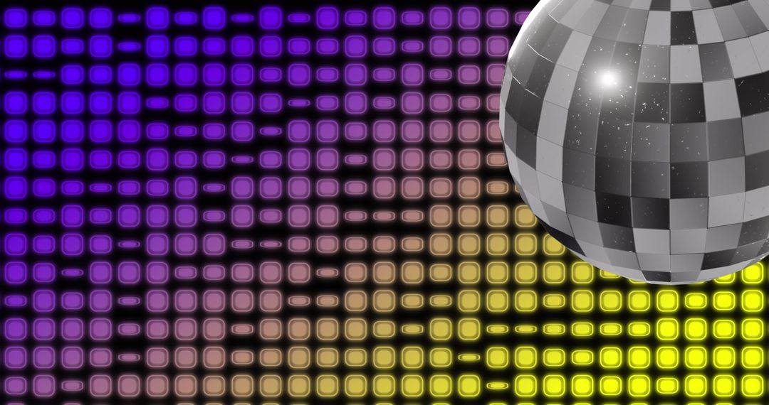 Vibrant Metallic Disco Ball with Colorful Light Squares - Free Images, Stock Photos and Pictures on Pikwizard.com