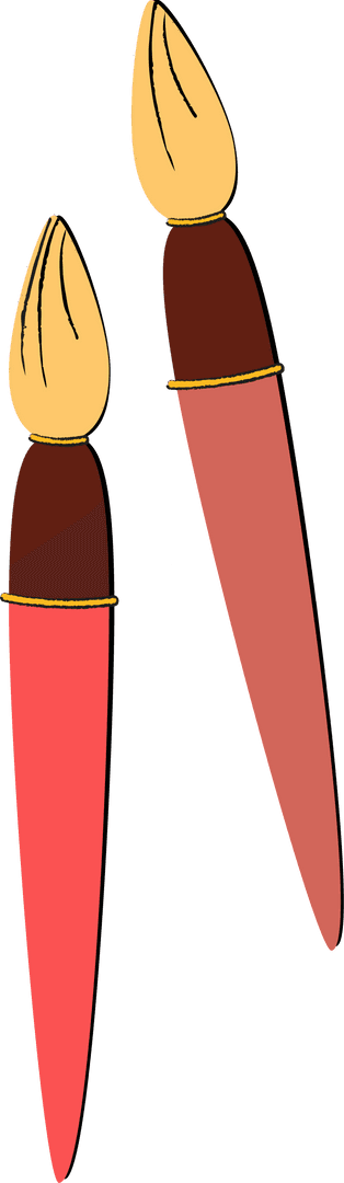 Vector Art Brushes with Red Handles on Transparent Background