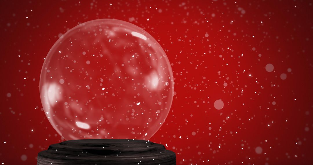 Empty Snow Globe Against Festive Red Background with Falling Snowflakes - Free Images, Stock Photos and Pictures on Pikwizard.com