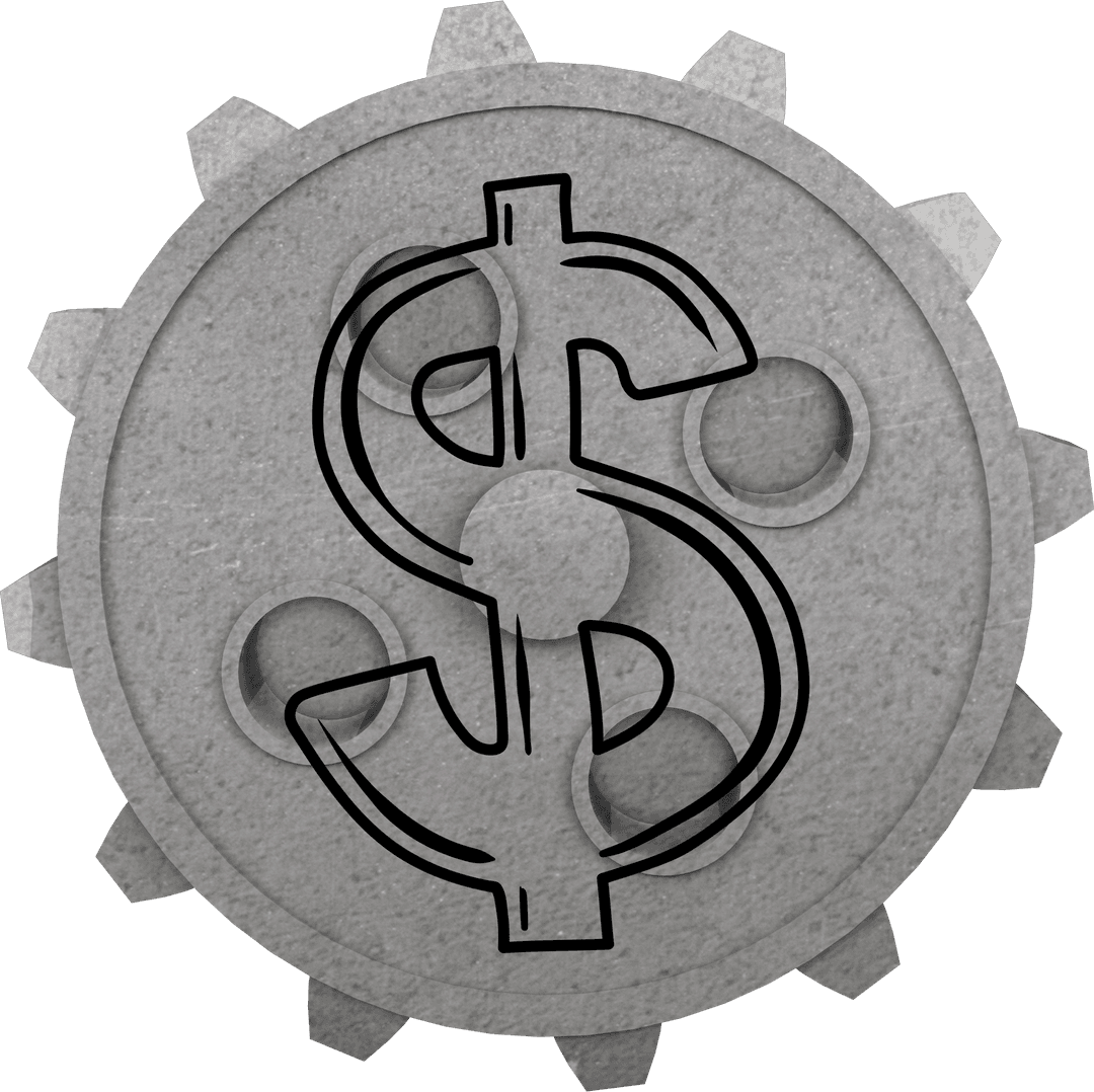 Transparent Gear with Dollar Symbol Illustration