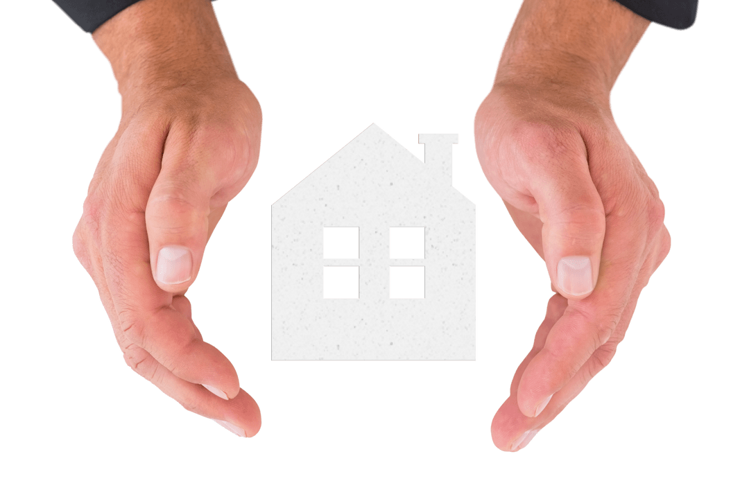 Transparent House Model with Protecting Hands