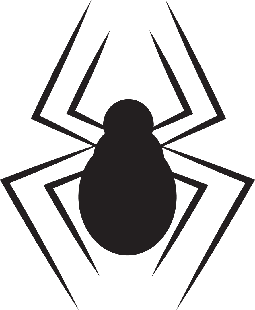 Stylized Black Spider on Transparent Background Vector