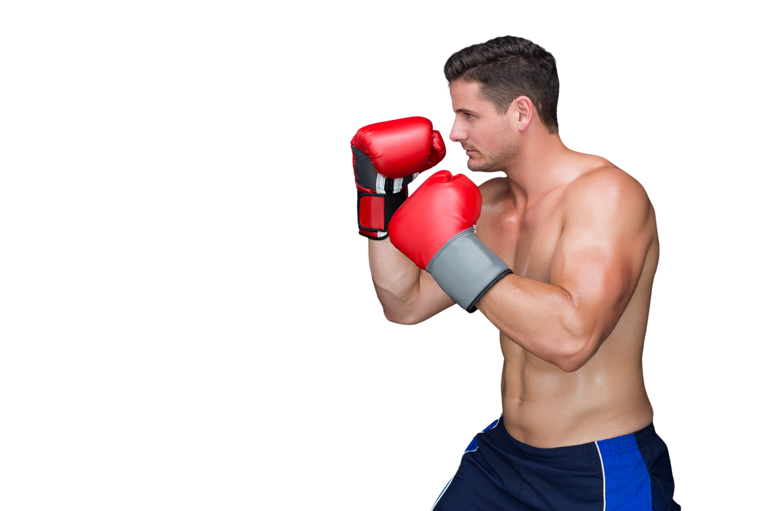 Caucasian Male Boxer in Red Gloves on Transparent Background - Download Free Stock Images Pikwizard.com