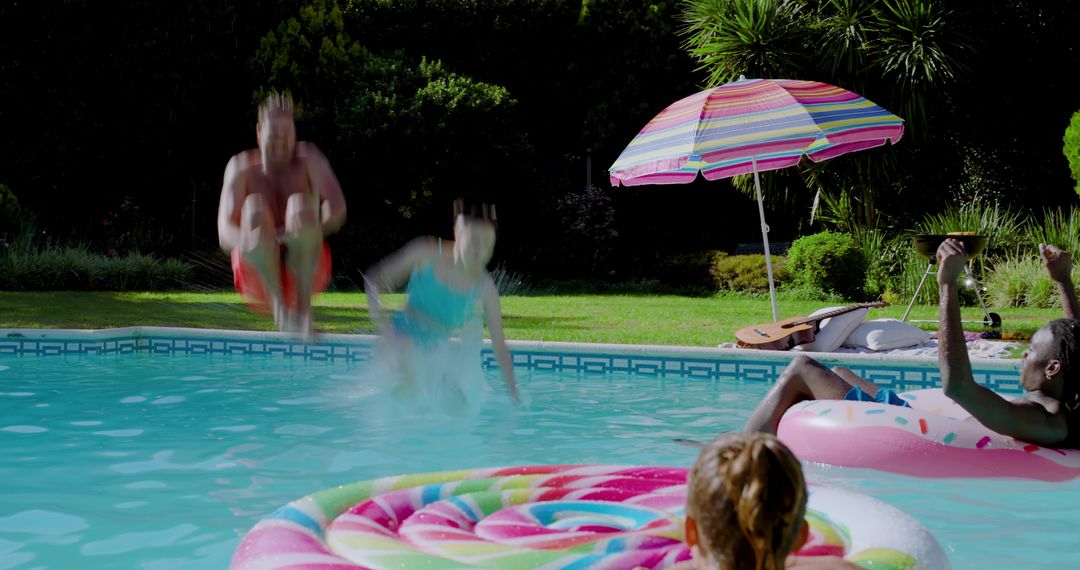 Friends Enjoying Summer Poolside Activities and Fun