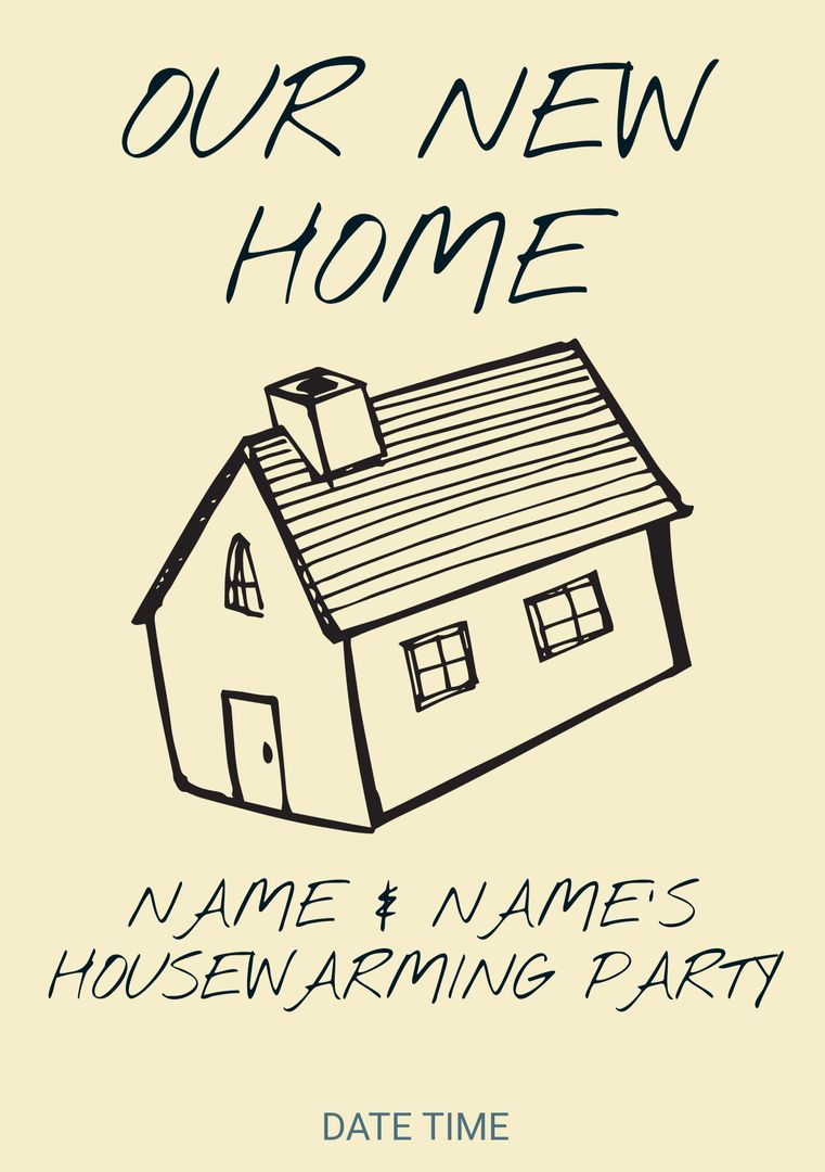 Charming Housewarming Invitation with Home Sketch