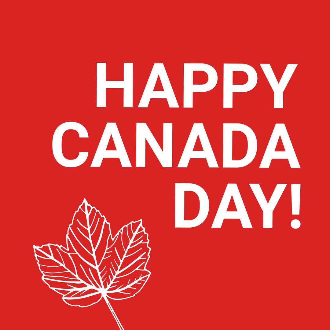 Canada Day Celebration Poster with Maple Leaf on Red Background