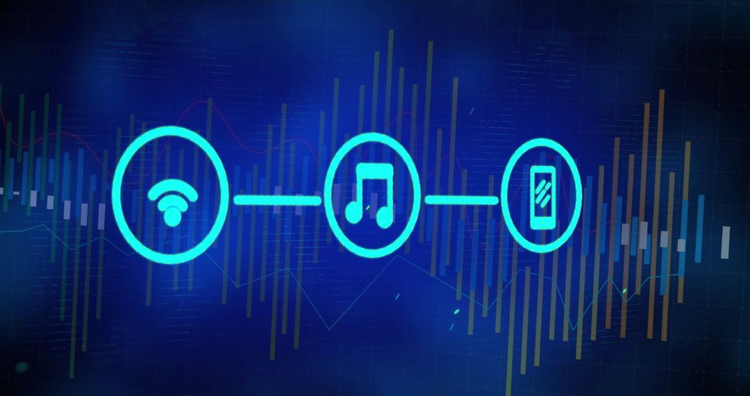 Digital Interface with Connectivity Icons on Data Dashboard