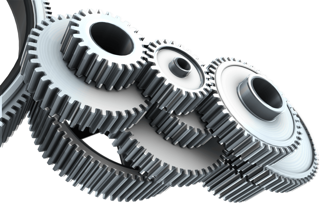 Transparent Interlocking Metal Cogs Gears