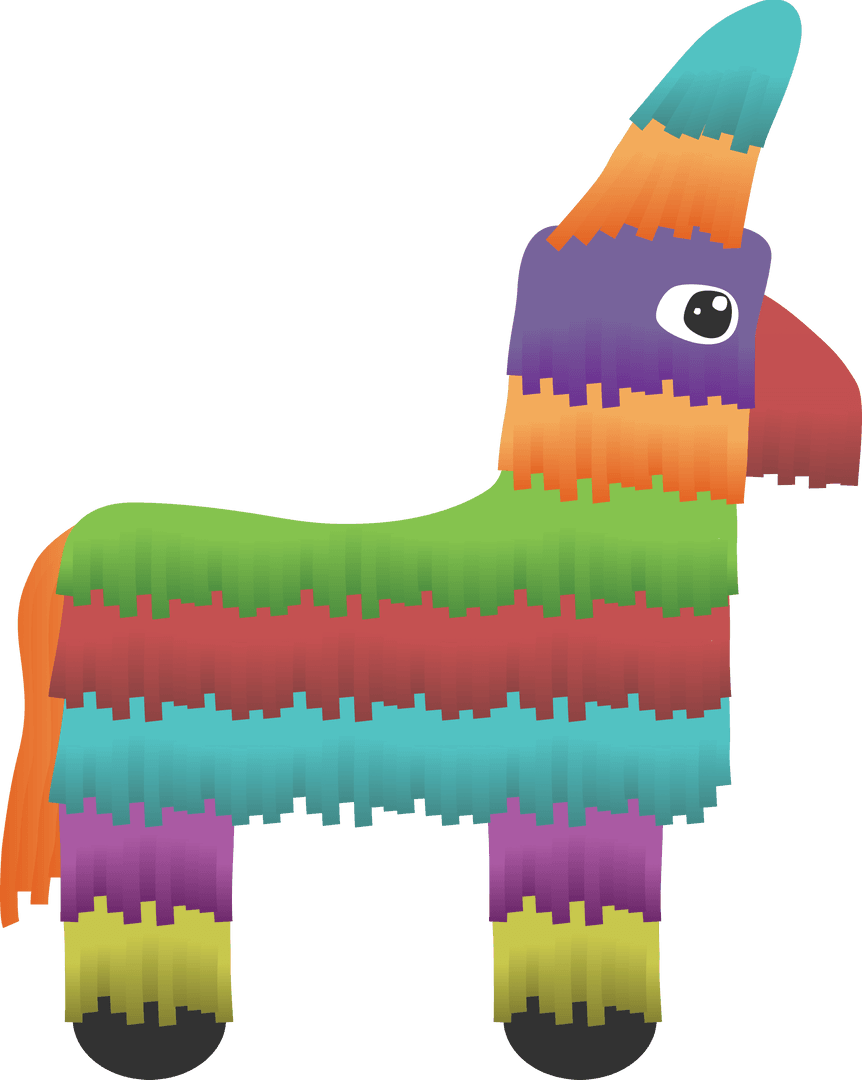 Colorful Donkey Pinata Illustration with Transparent Background