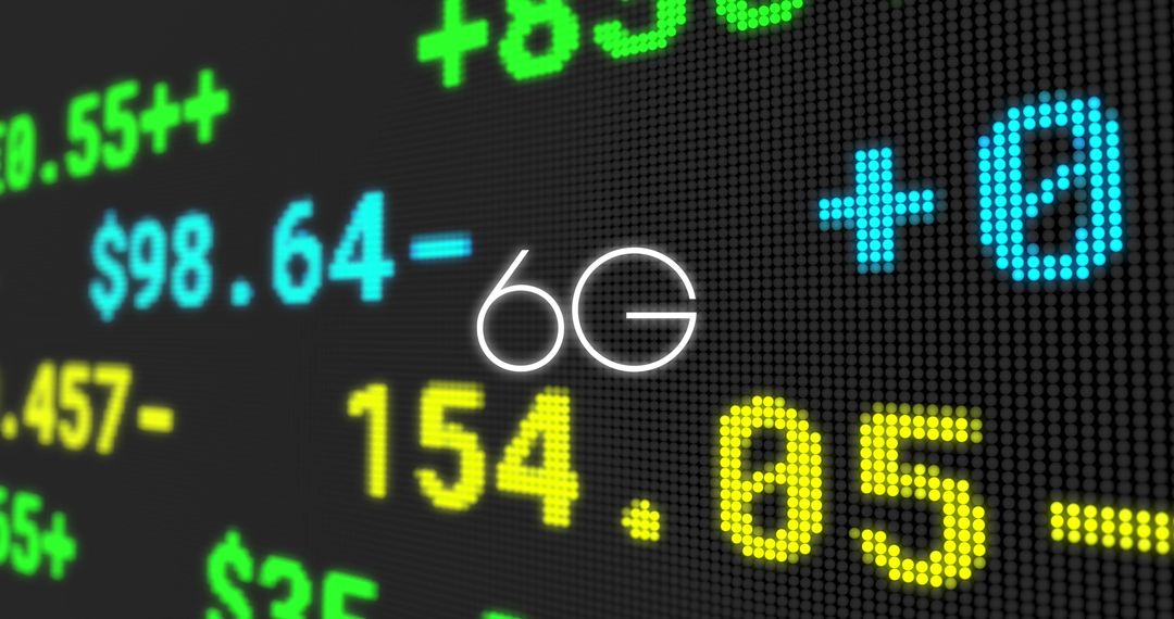 Digital 6G Technology Concept with Stock Market Display