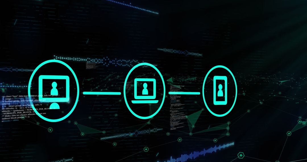 Digital Data Network Interface with Icons and Graph Lines - Free Images, Stock Photos and Pictures on Pikwizard.com