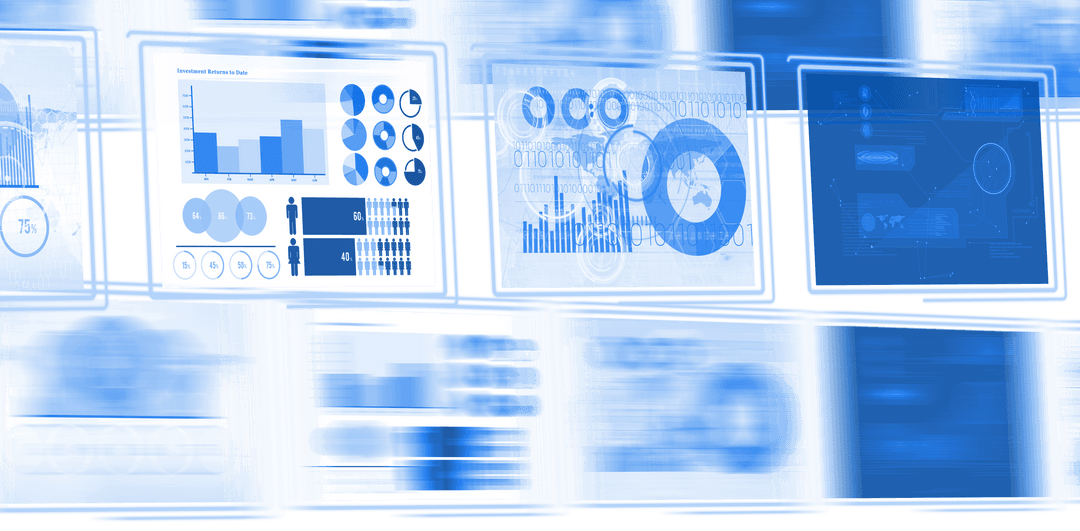 Digital chart interfaces on transparent background for business use