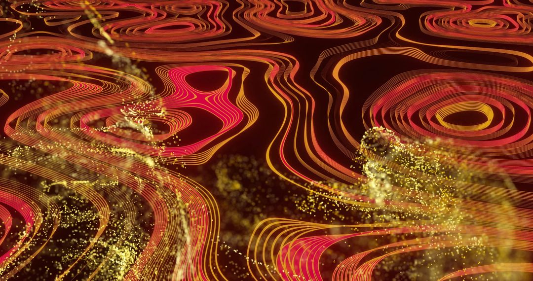 Dynamic Abstract Waves with Neon Orange Glowing Mesh