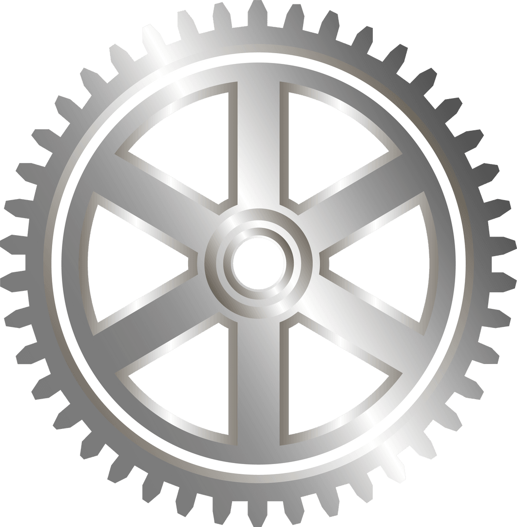Transparent Metallic Gear Wheel with Spokes and Teeth