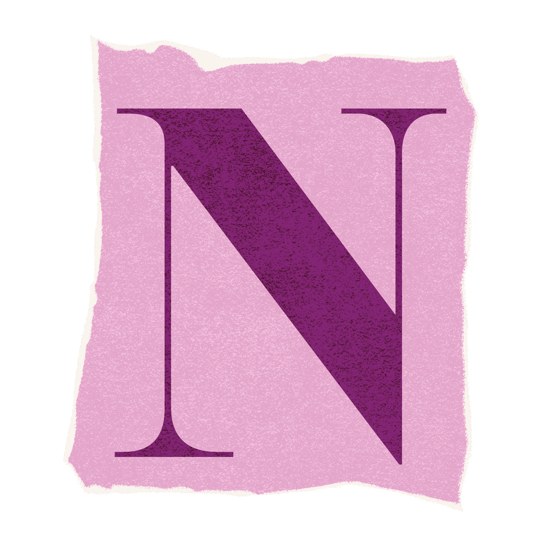 Transparent Flat Serif Letter N on Textured Pink Background