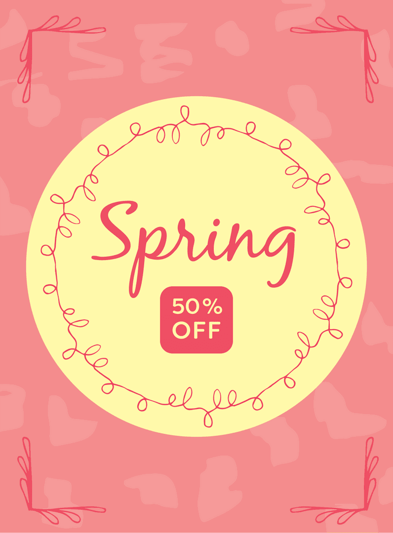 Spring Sale Transparent Design with Pink and Yellow Palette