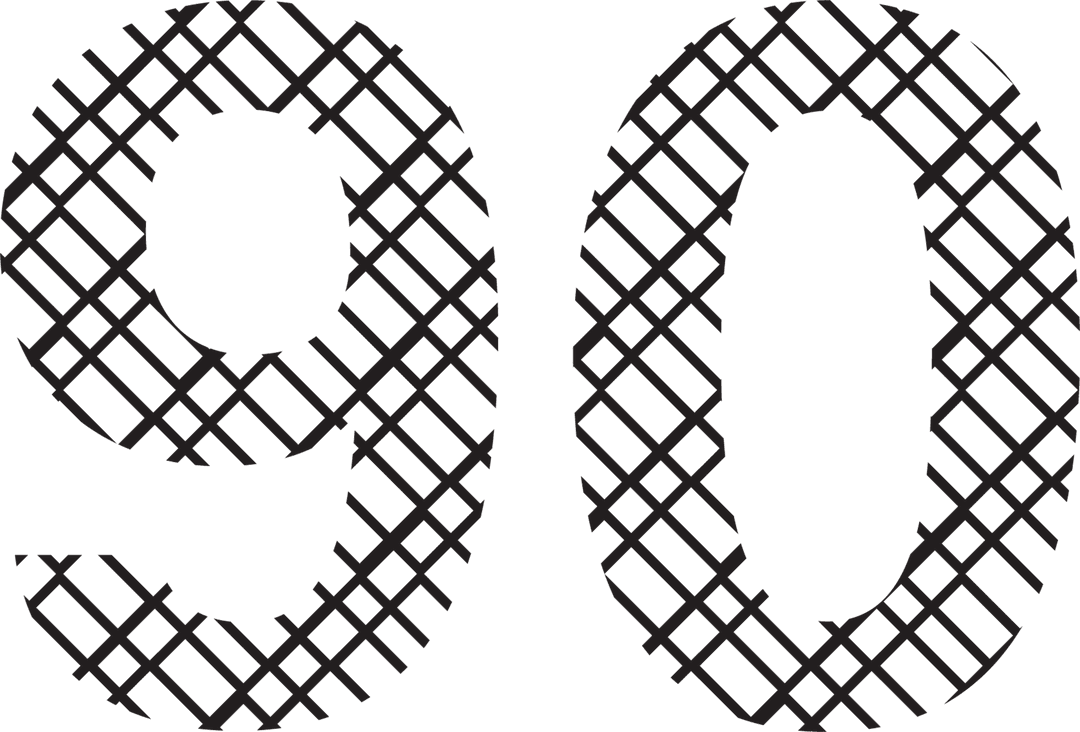 Patterned Black 90 on Transparent Background for Celebrations