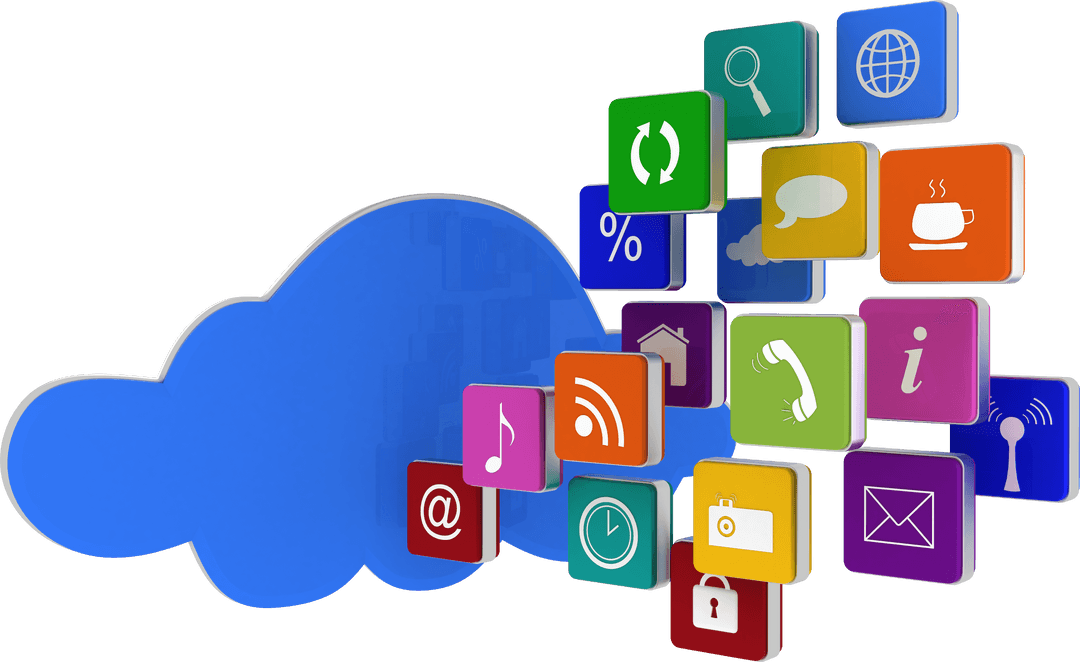 Transparent Cloud Computing Concept with Diverse Media Icons