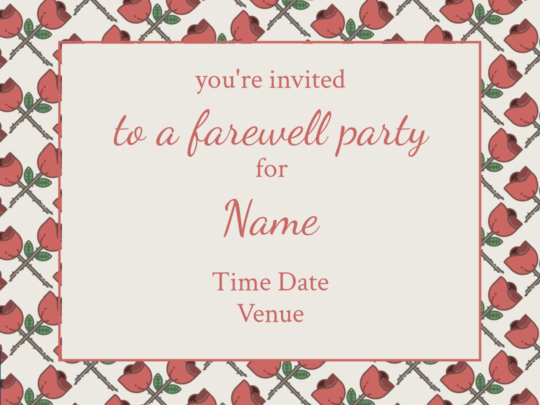 Strawberry-Themed Farewell Party Invitation Template with Elegant Design - Download Free Stock Templates Pikwizard.com