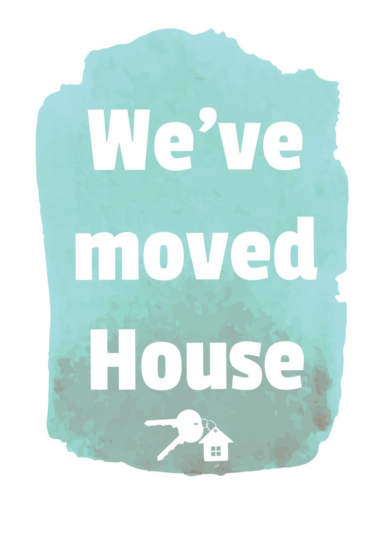 Watercolor New Home Announcement with Key Symbol