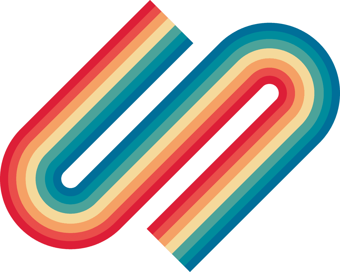 Retro Multicolor Lines Illustration on Transparent Background
