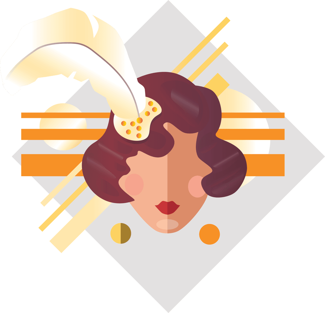 Abstract Female Face with Geometric Shapes on Transparent Background