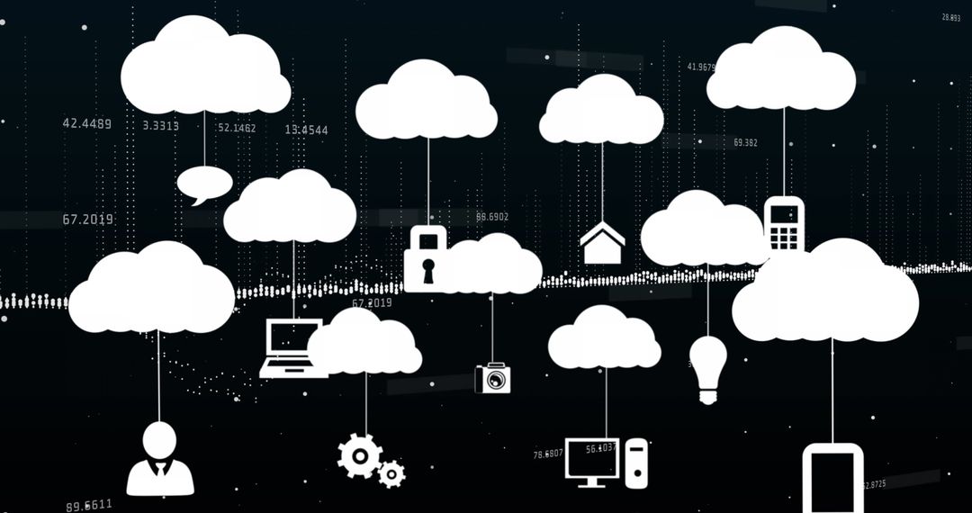 Cloud Computing Icons on Futuristic Digital Background