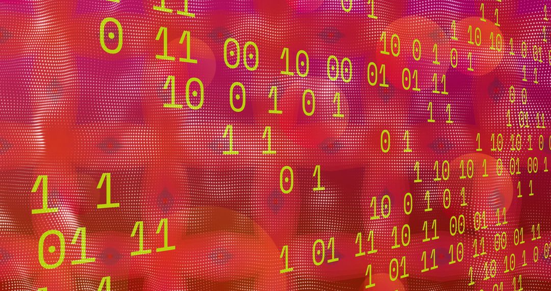 Binary Code in Motion on Vibrant Red Background