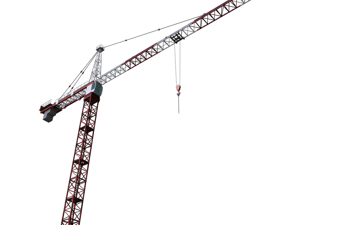 Clear Background Image of Red Steel Construction Crane Tower - Download Free Stock Images Pikwizard.com